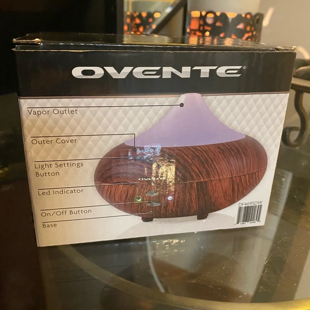 New Ovente LED Essential Oil Diffuser | Aromatherapy Humidifier | Wood Grain